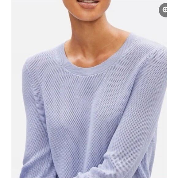 Eileen Fisher Tencel Stretch Round Neck Knit Top HYACINTH Blue Sz Large NWT $248 - Picture 1 of 9